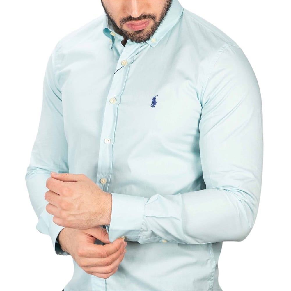 Camisa Hombre Azul Cielo Polo Ralph Lauren Manga Larga 100% Algodón - Golden Wear Colombia