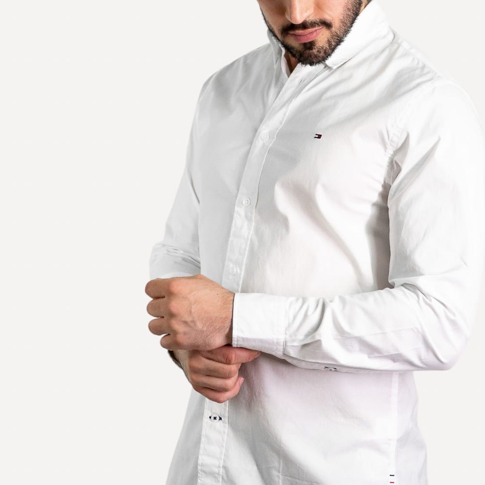 Camisa Hombre Blanca Tommy Hilfiger Manga Larga, 100% Algodón - Golden Wear Colombia