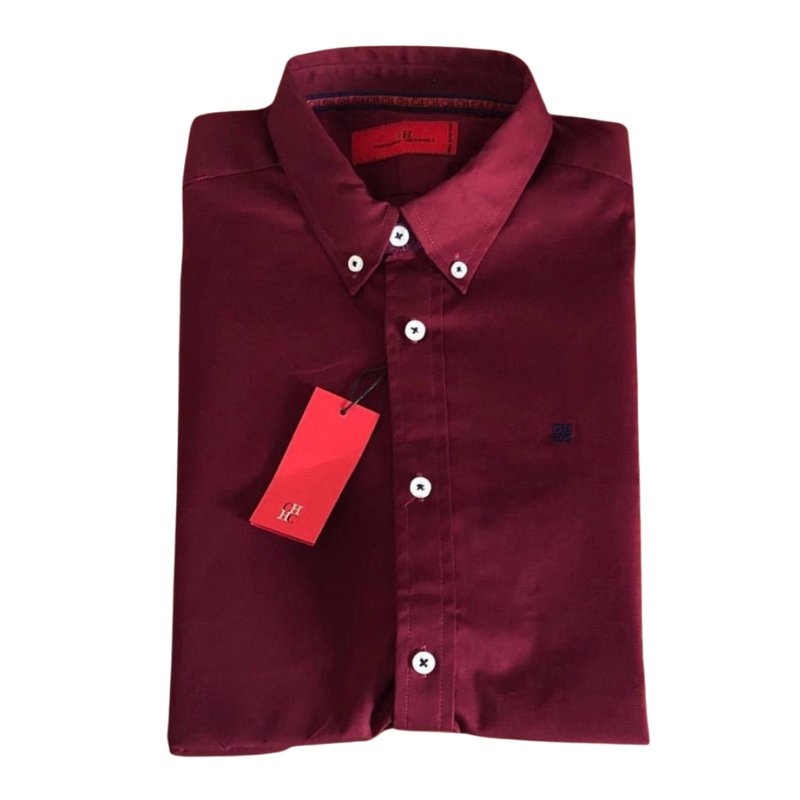 Camisa Hombre CH Vinotinto Carolina Herrera Manga Larga 100% Algodon - Golden Wear Colombia