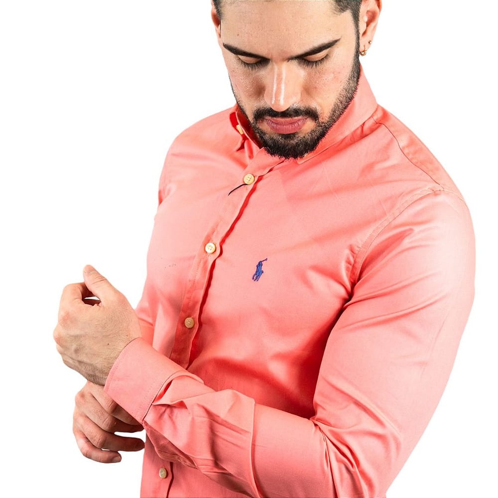 Camisa Hombre Coral Manga Larga Polo Ralph Lauren 100% algodon - Golden Wear Colombia