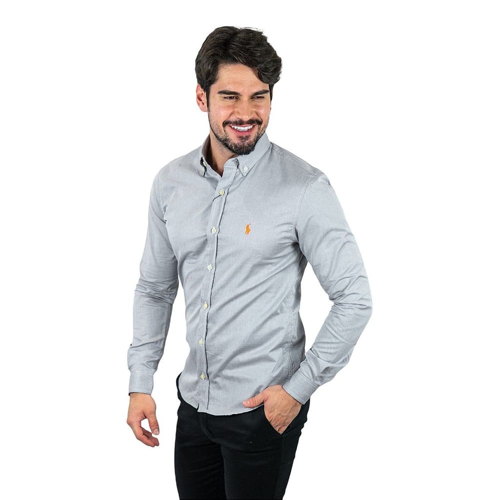 Camisa Hombre Gris Polo Ralph Lauren Manga Larga 100% Algodon - Golden Wear Colombia