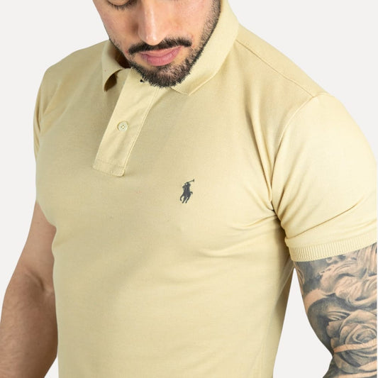 Camiseta Polo Pique Hombre Beige