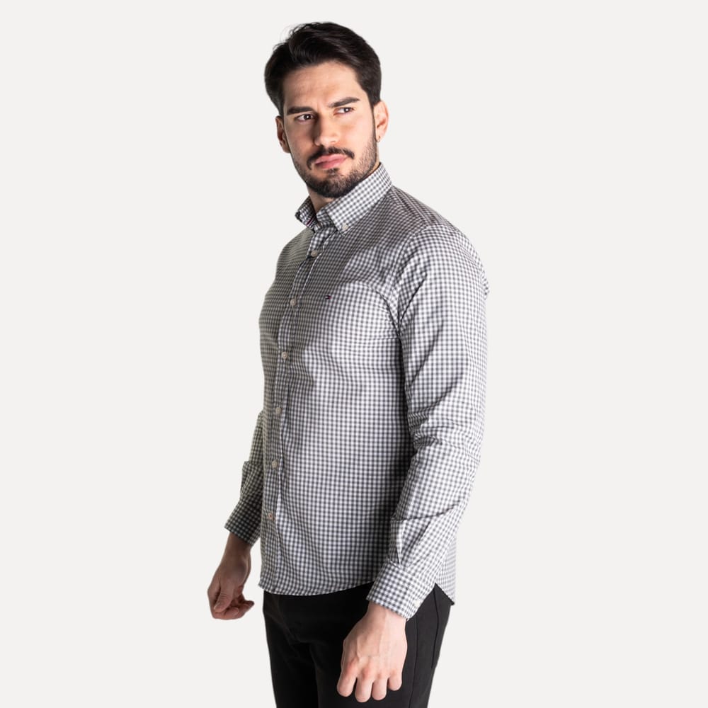 Camisa Hombre A Cuadros Grises Tommy - Golden Wear Colombia