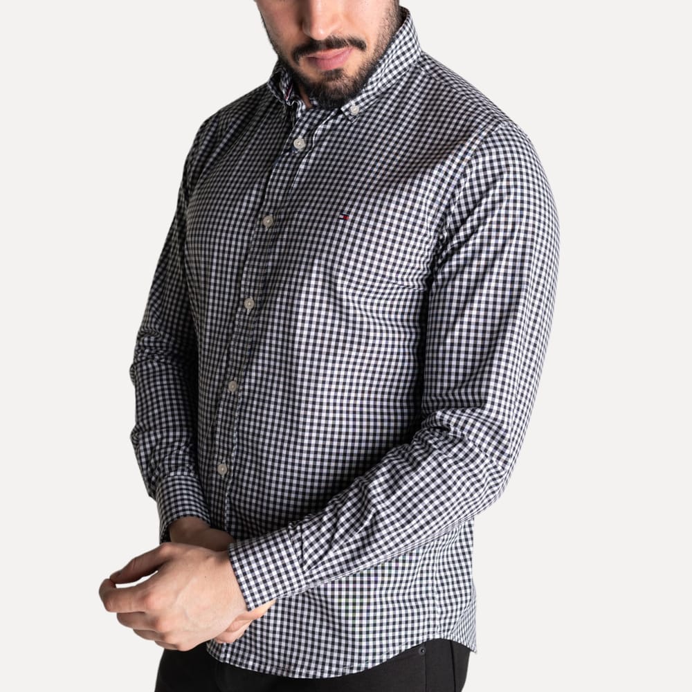 Camisa Hombre A Cuadros Negros Tommy - Golden Wear Colombia