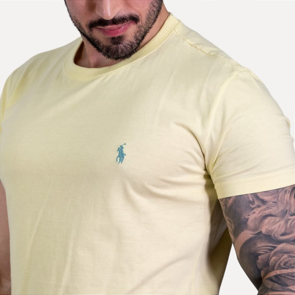 Camisa Hombre Amarilla Cuello Redondo - Golden Wear Colombia