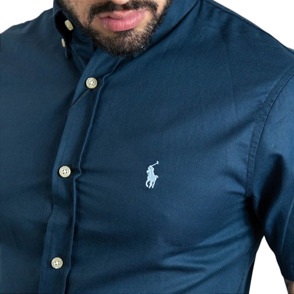 Camisa Hombre Azul Petroleo Manga Corta - Golden Wear Colombia