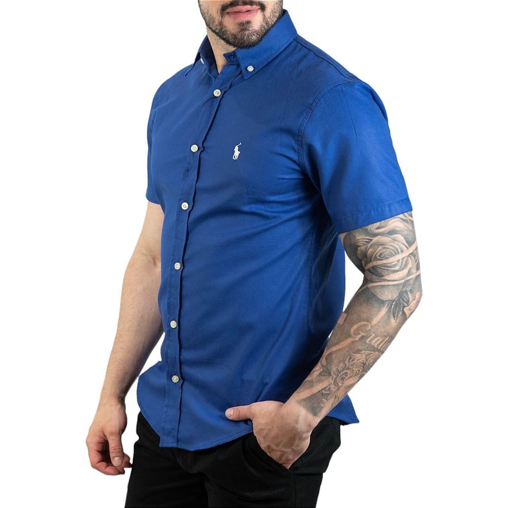 Camisa Hombre Azul Rey Manga Corta - Golden Wear Colombia