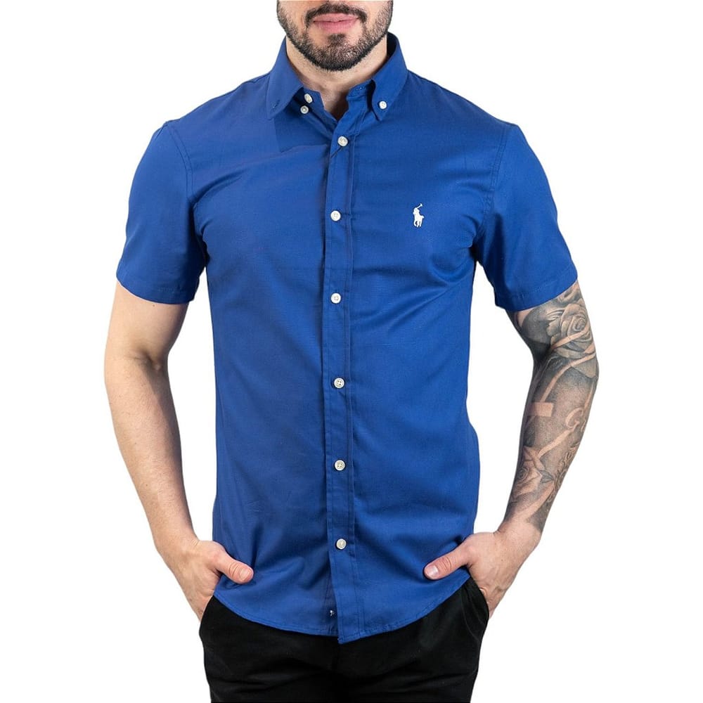 Camisa Hombre Azul Rey Manga Corta - Golden Wear Colombia