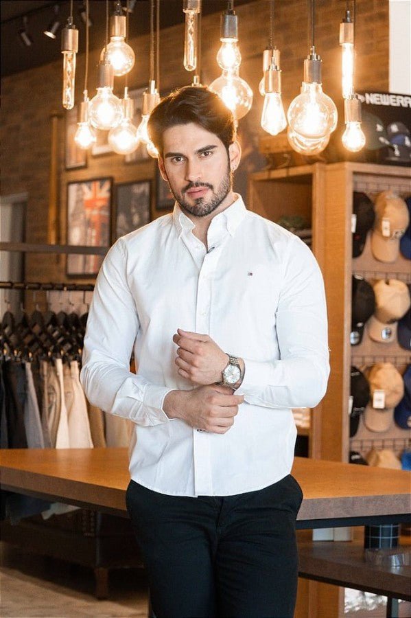 Camisa Hombre Blanca Tommy - Golden Wear Colombia