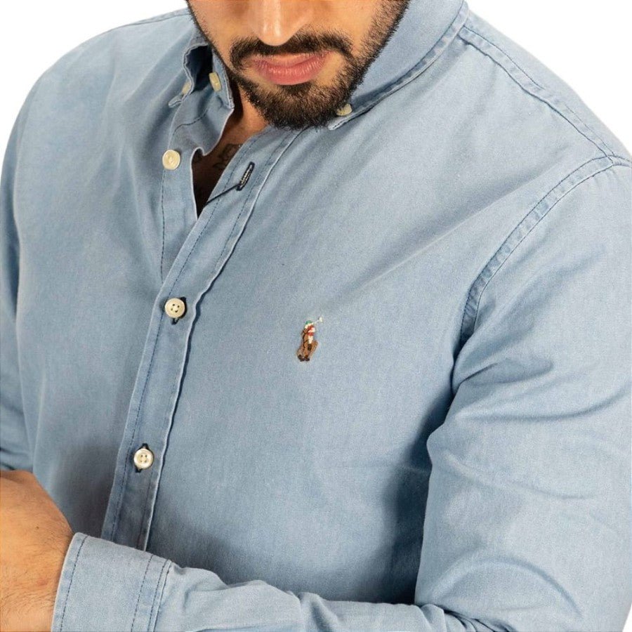 Camisa Hombre Indigo Claro (Jean) - Golden Wear Colombia