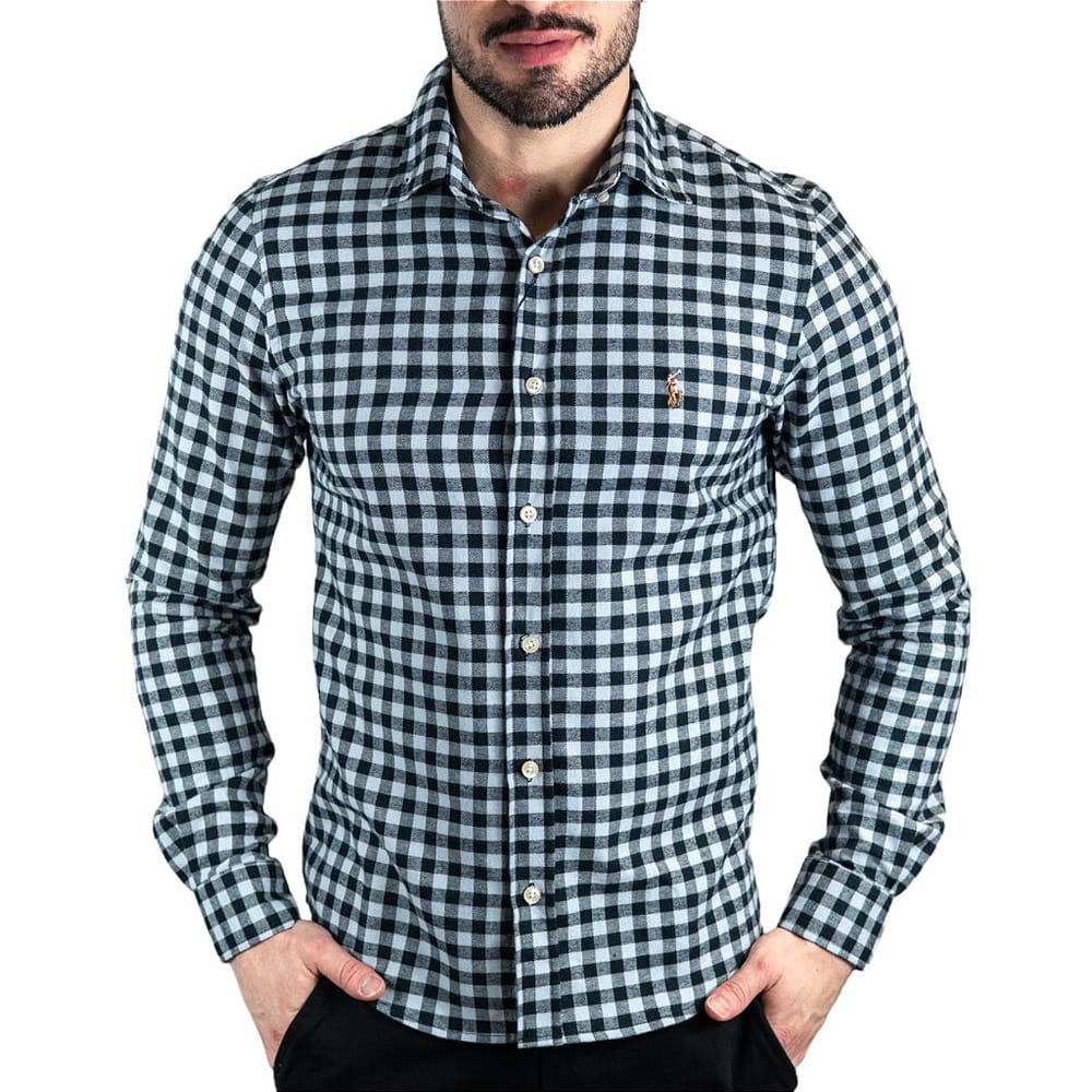 Camisa Hombre Negra A Cuadros Rain - Golden Wear Colombia