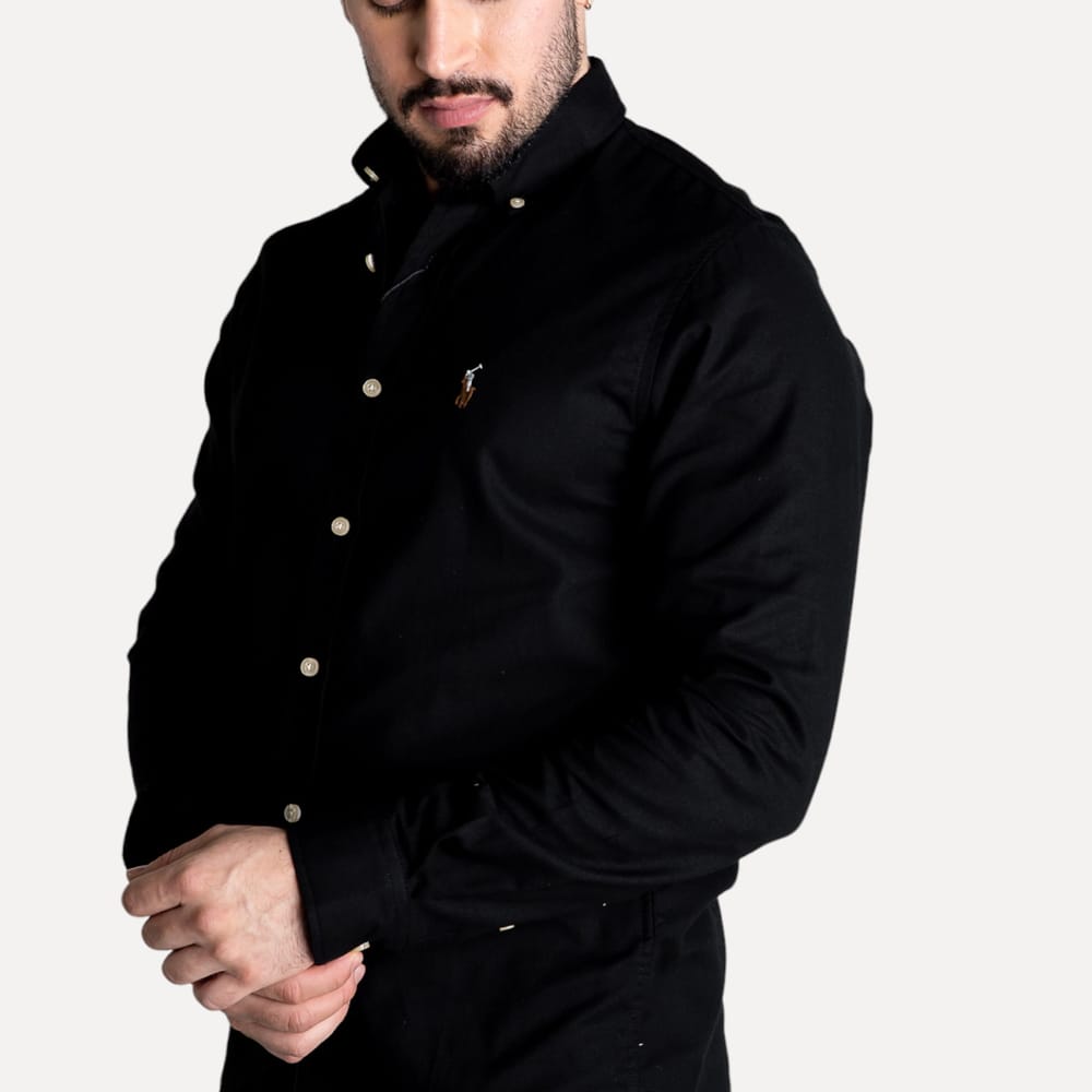 Camisa Hombre Negra Oxford Rain - Golden Wear Colombia