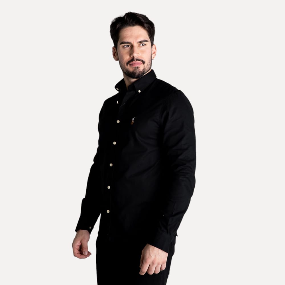 Camisa Hombre Negra Oxford Rain - Golden Wear Colombia