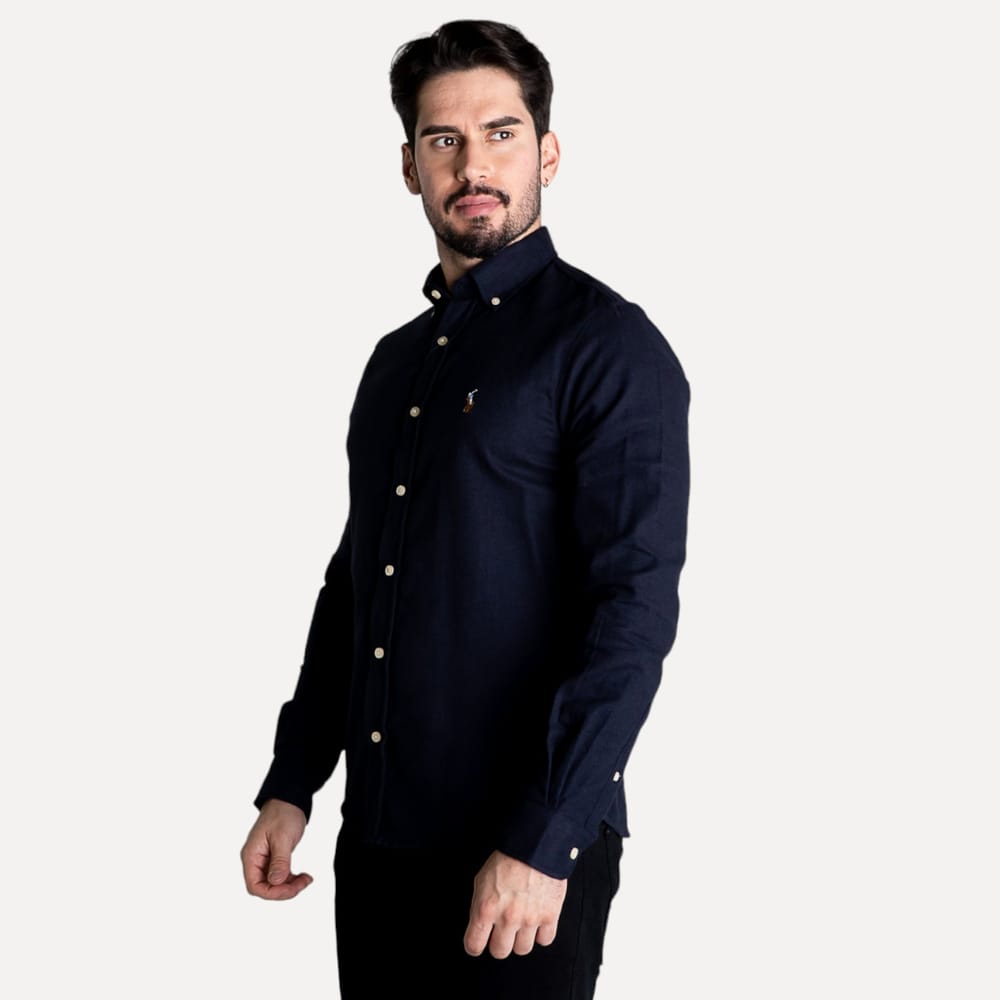 Camisa Hombre Oscuro Oxford Rain - Golden Wear Colombia