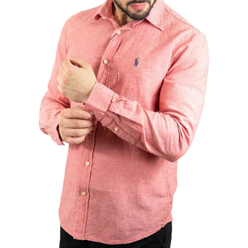 Camisa Hombre Roja Lino - Golden Wear Colombia