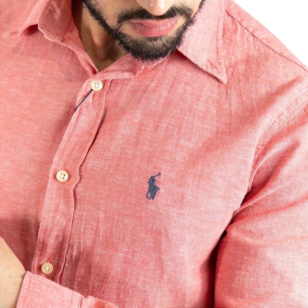 Camisa Hombre Roja Lino - Golden Wear Colombia