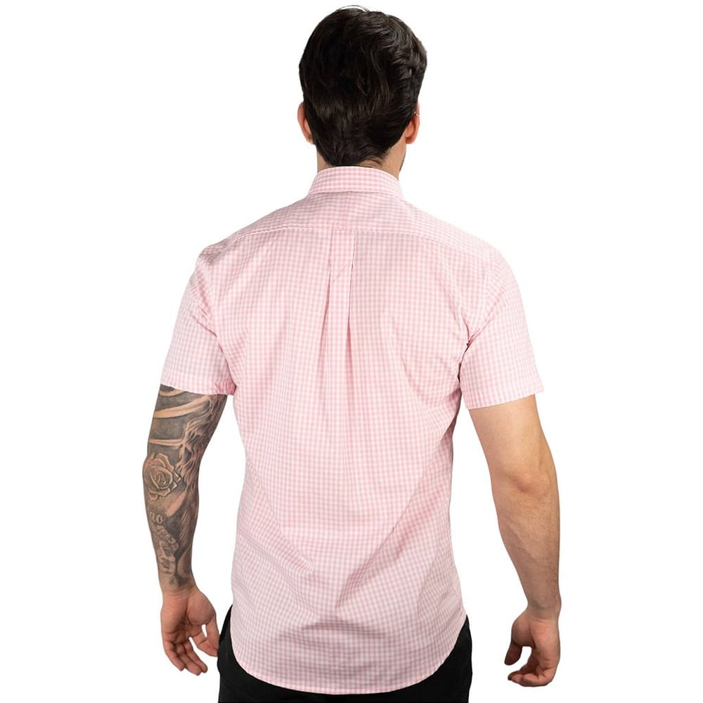 Camisa Hombre Rosada A Cuadros Manga Corta - Golden Wear Colombia