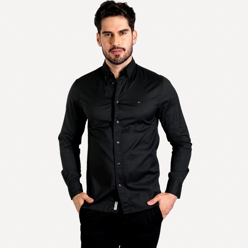 Camisa Hombre Tommy Negra - Golden Wear Colombia