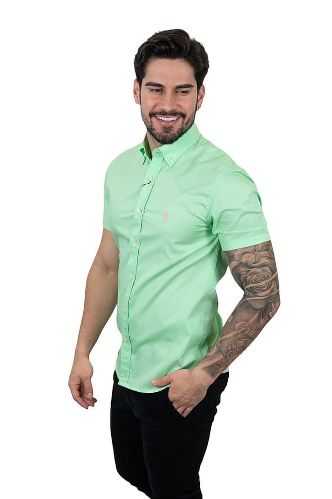 Camisa Hombre Verde Menta Manga Corta - Golden Wear Colombia