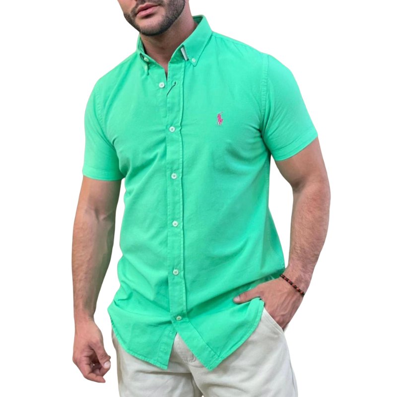 Camisa Hombre Verde Menta Manga Corta - Golden Wear Colombia