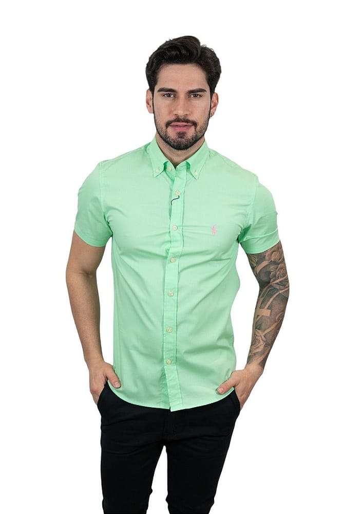 Camisa Hombre Verde Menta Manga Corta - Golden Wear Colombia