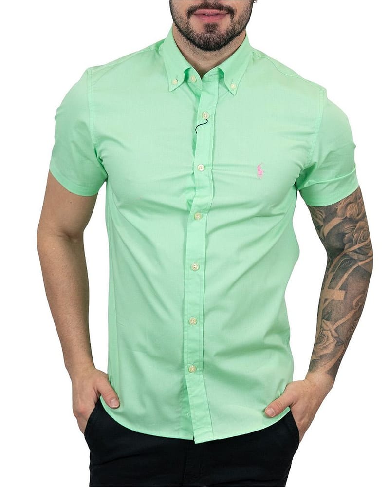 Camisa Hombre Verde Menta Manga Corta - Golden Wear Colombia