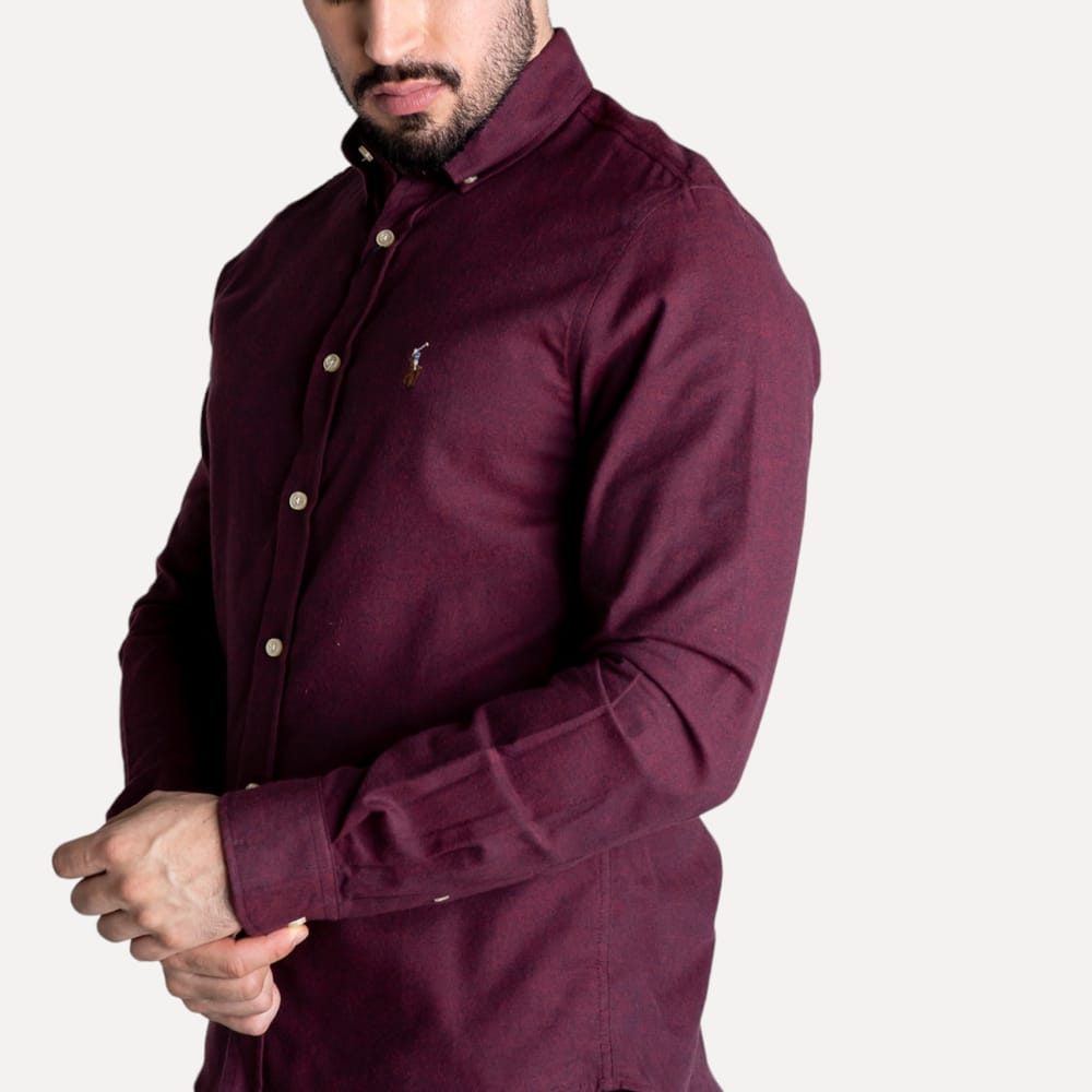 Camisa Hombre Vino Oxford Rain - Golden Wear Colombia