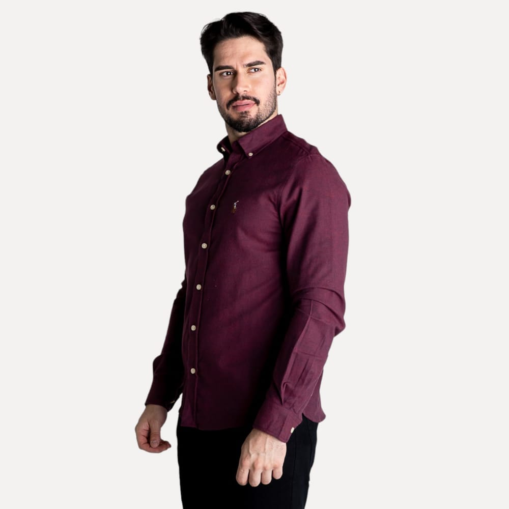 Camisa Hombre Vino Oxford Rain - Golden Wear Colombia