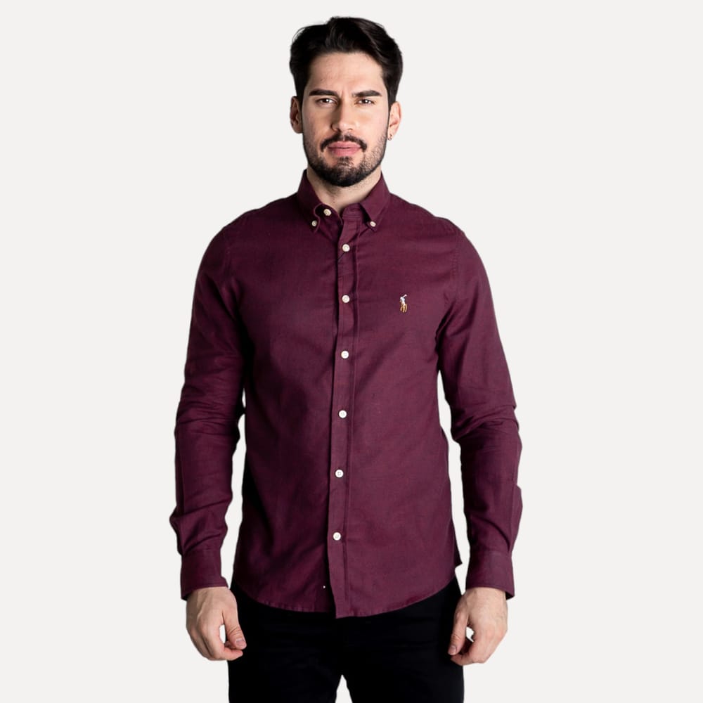 Camisa Hombre Vino Oxford Rain - Golden Wear Colombia