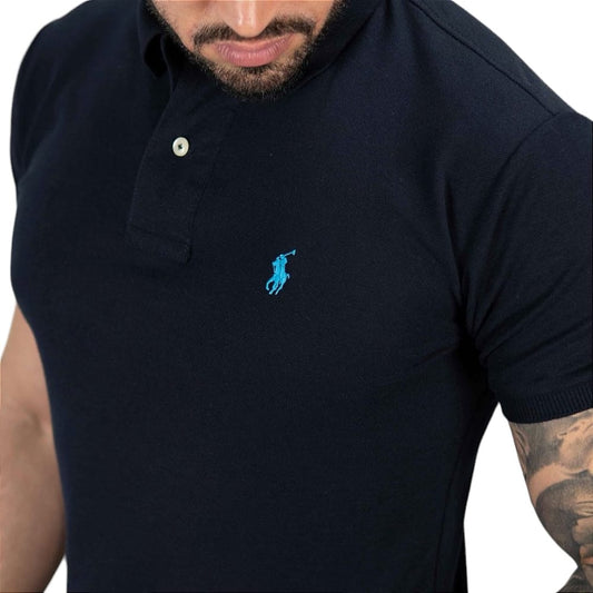 Camiseta Polo Pique Hombre Azul Medio - Golden Wear Colombia