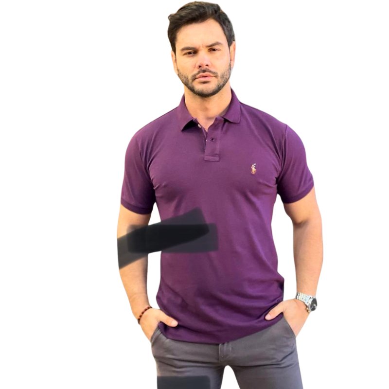 Camiseta Polo Pique Hombre Morada Rain - Golden Wear Colombia