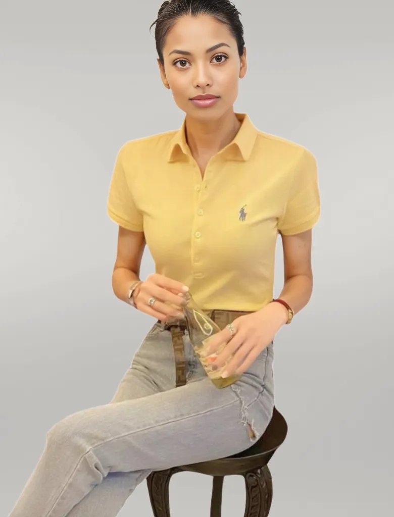 Camiseta Polo Pique Mujer Amarilla - Golden Wear Colombia