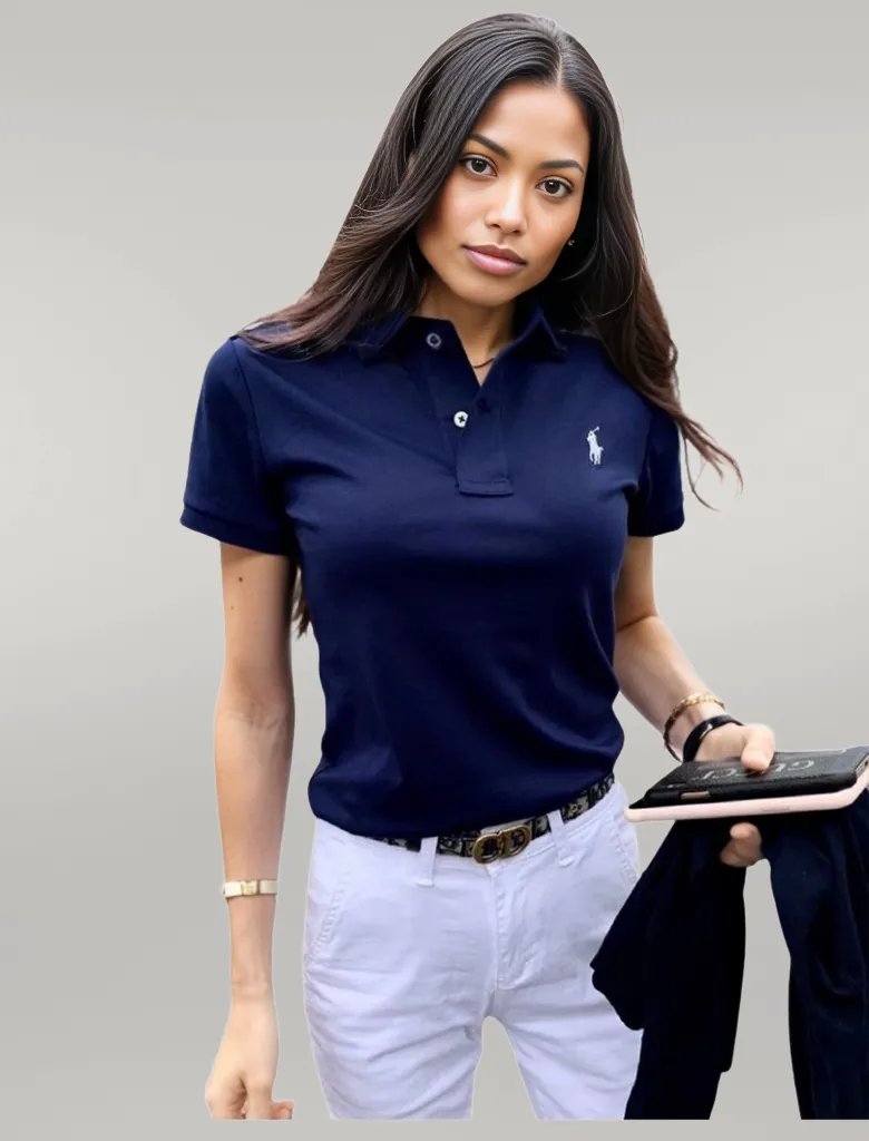 Camiseta Polo Pique Mujer Azul Oscuro - Golden Wear Colombia