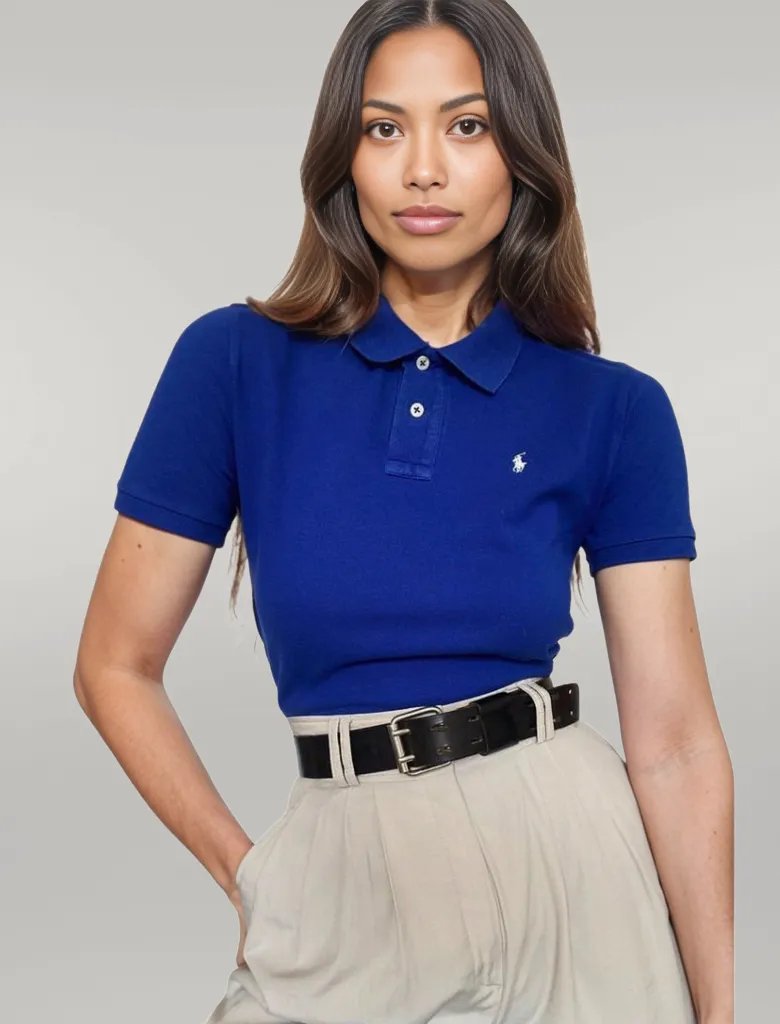 Camiseta Polo Pique Mujer Azul Rey - Golden Wear Colombia