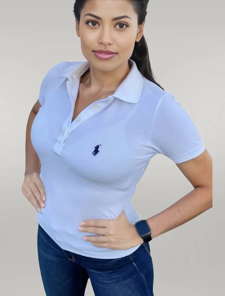 Camiseta Polo Pique Mujer Blanca - Golden Wear Colombia