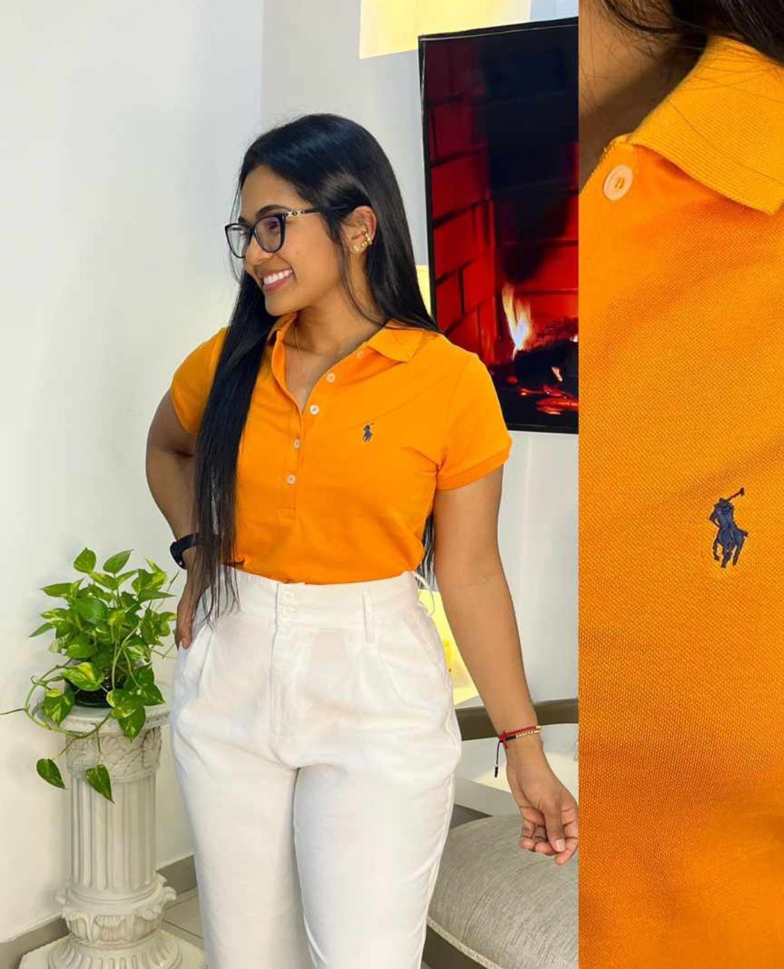 Camiseta Polo Piqué Mujer Naranja - Golden Wear Colombia