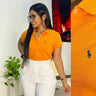 Camiseta Polo Piqué Mujer Naranja - Golden Wear Colombia