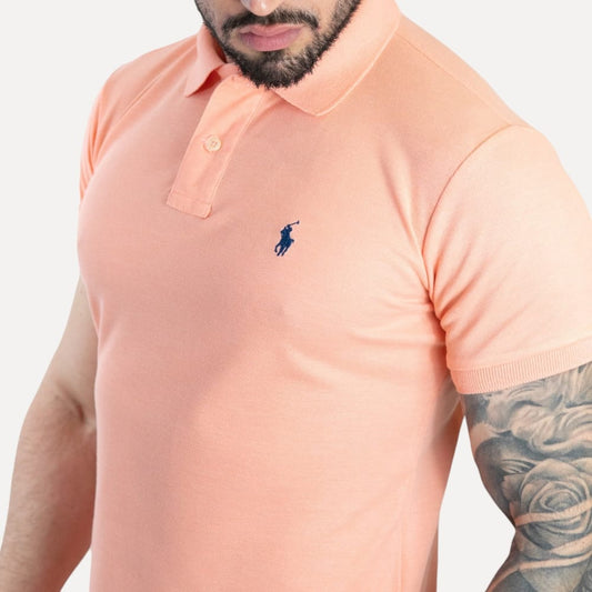 Camiseta Polo Rain Pique Hombre Coral - Golden Wear Colombia