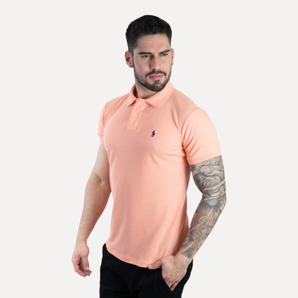 Camiseta Polo Rain Pique Hombre Coral - Golden Wear Colombia