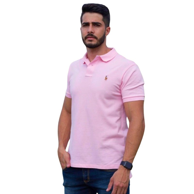 Camiseta Polo Rain Pique Hombre Rosada - Golden Wear Colombia