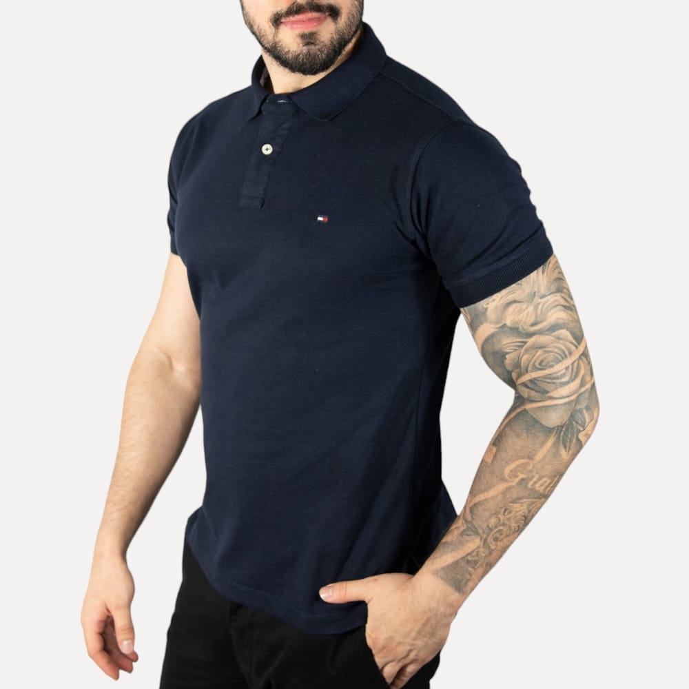 Camiseta Tommy Pique Hombre Azul Oscuro - Golden Wear Colombia