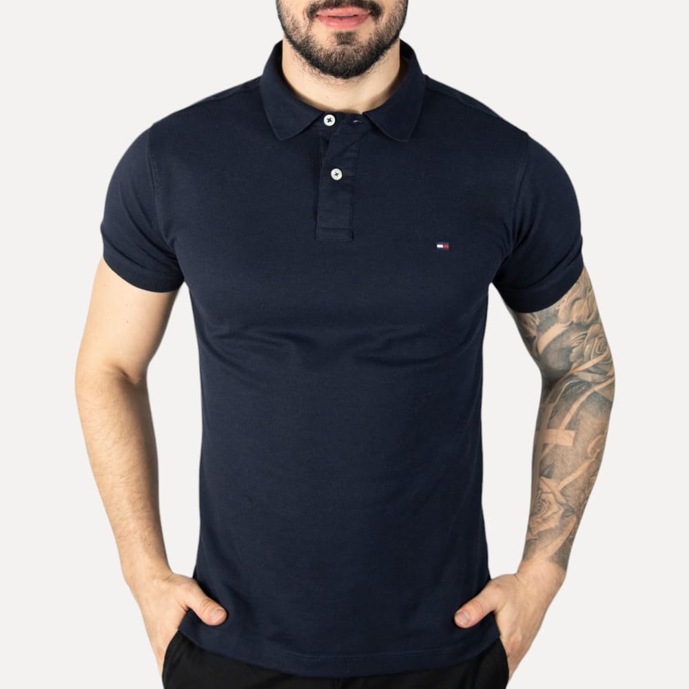 Camiseta Tommy Pique Hombre Azul Oscuro - Golden Wear Colombia