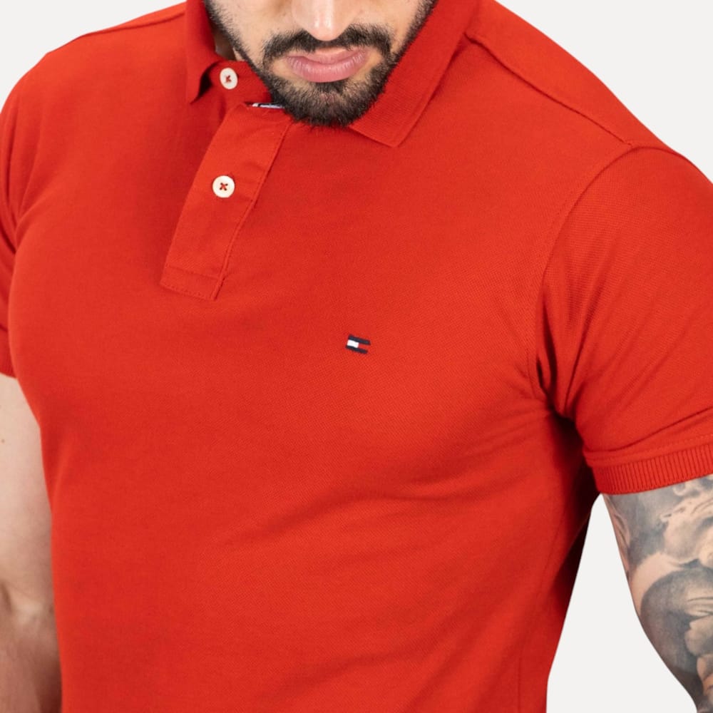 Camiseta Tommy Pique Hombre Roja - Golden Wear Colombia