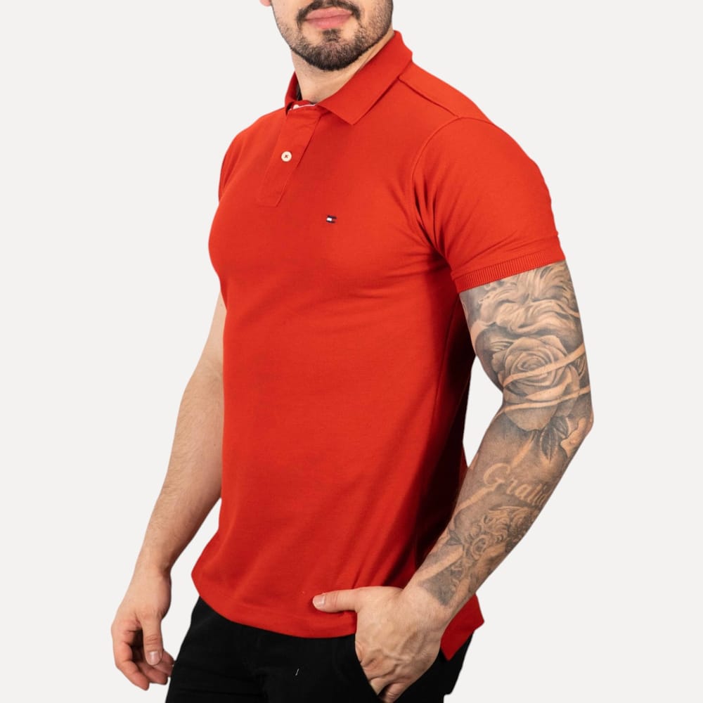 Camiseta Tommy Pique Hombre Roja - Golden Wear Colombia