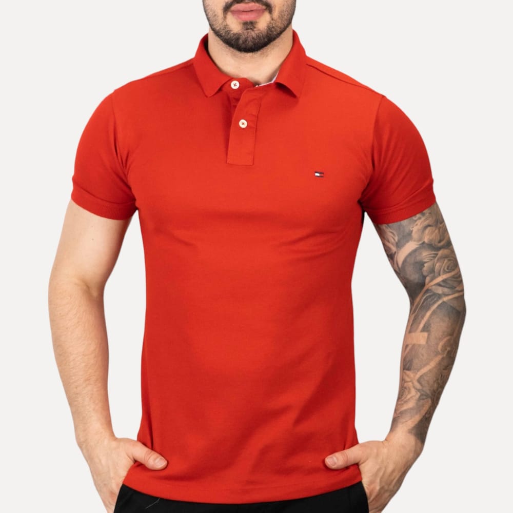 Camiseta Tommy Pique Hombre Roja - Golden Wear Colombia