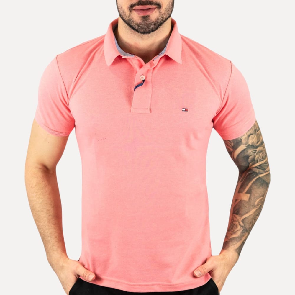 Camiseta Tommy Pique Hombre Rosa - Golden Wear Colombia