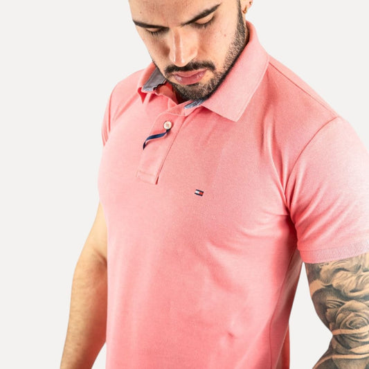 Camiseta Tommy Pique Hombre Rosa - Golden Wear Colombia