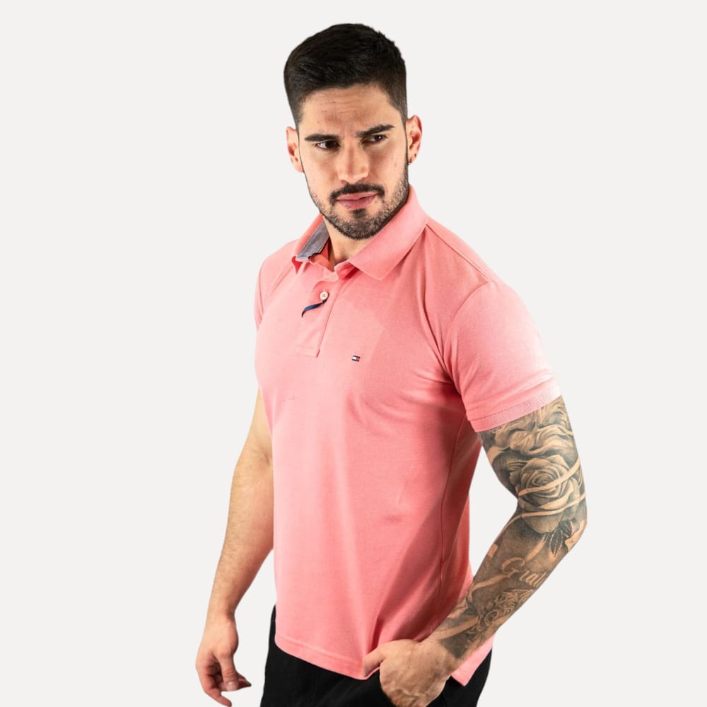 Camiseta Tommy Pique Hombre Rosa - Golden Wear Colombia