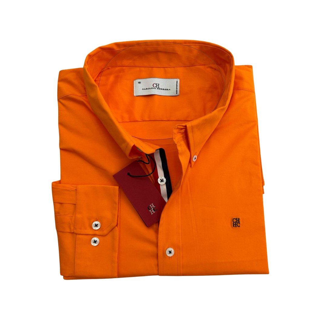 Camisa Ch Naranja Manga Larga Carolina Herrera 100% Algodon - Golden Wear Colombia