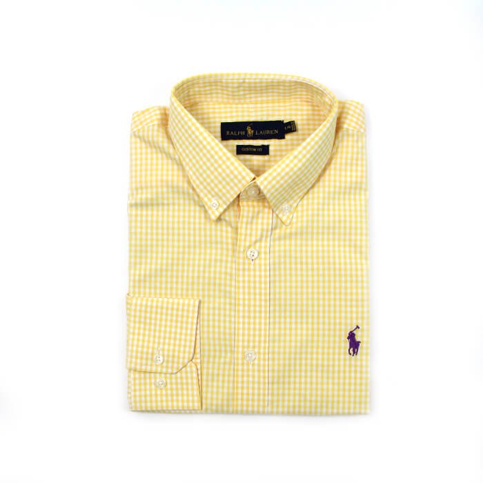 Camisa Hombre Cuadros Amarillos Manga Larga Polo Ralph Lauren 100% Algodon - Golden Wear Colombia